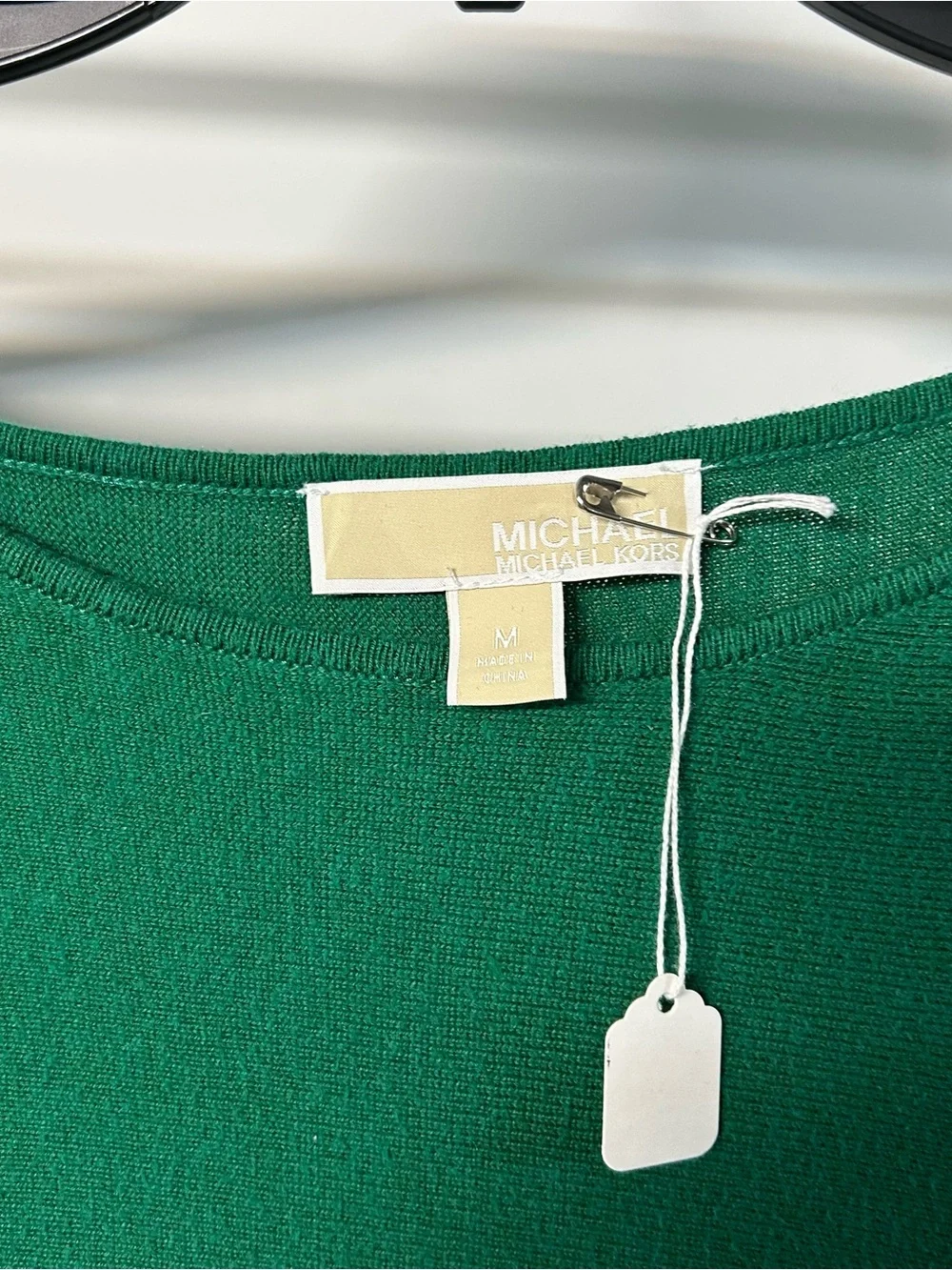 Michael Kors Emerald Green Long Sleeve Crew Neck Top